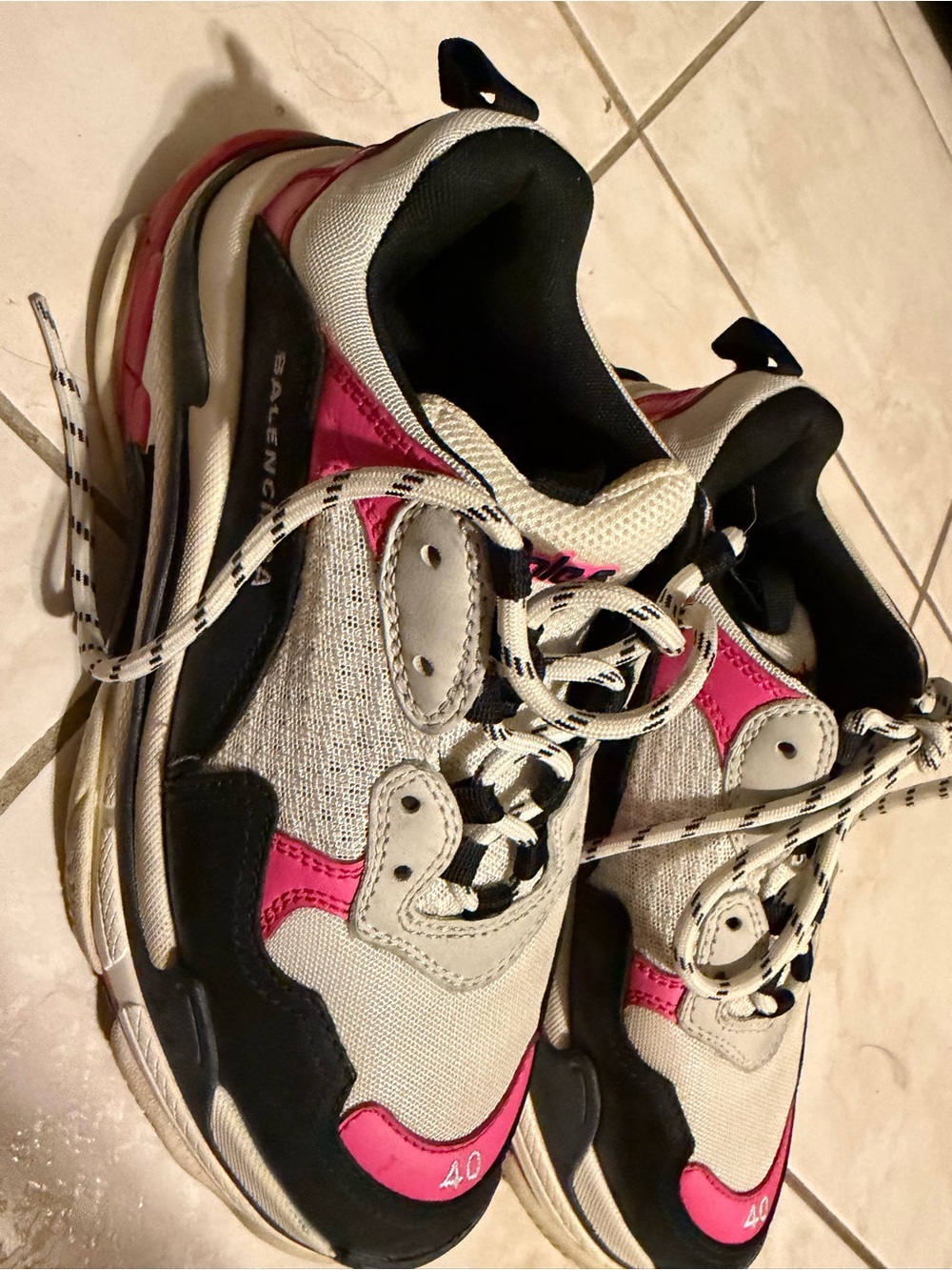 Balenciaga Kids Triple S Sneaker in Pink, Black & White